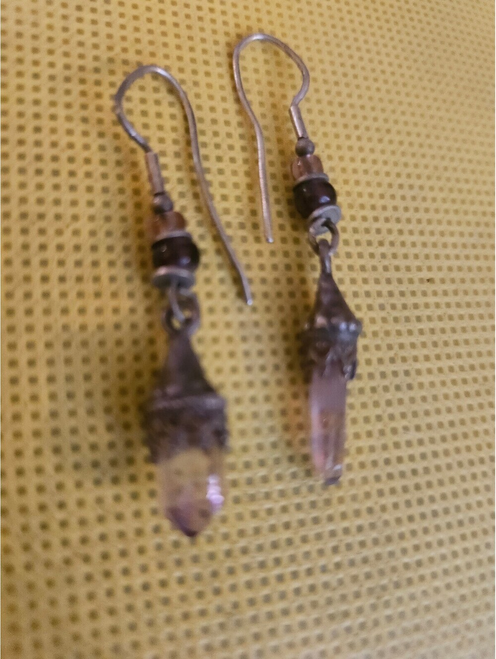 dangle earrings with opaque purple gems - unknown maker or origin as-shown